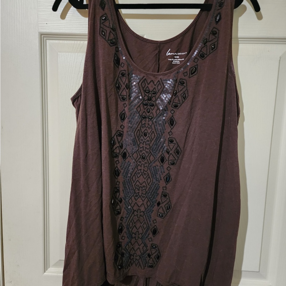 American Rag Brown Embellished Tank Top